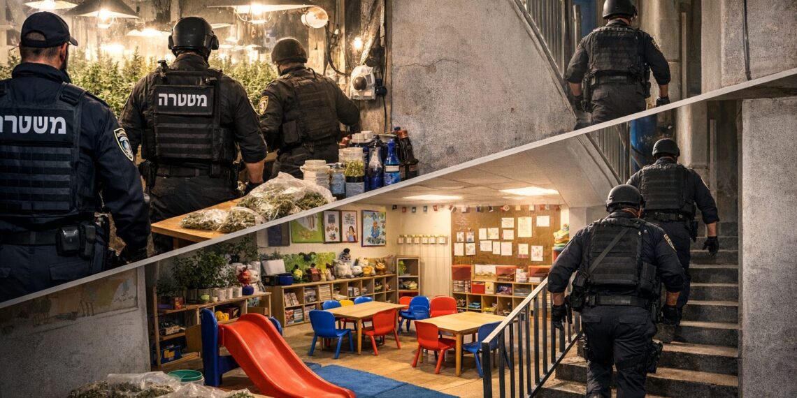 מעל גן ילדים בחריש: נחשפה דירת גידול סמים – שלושה נעצרו, בהם שני קטינים